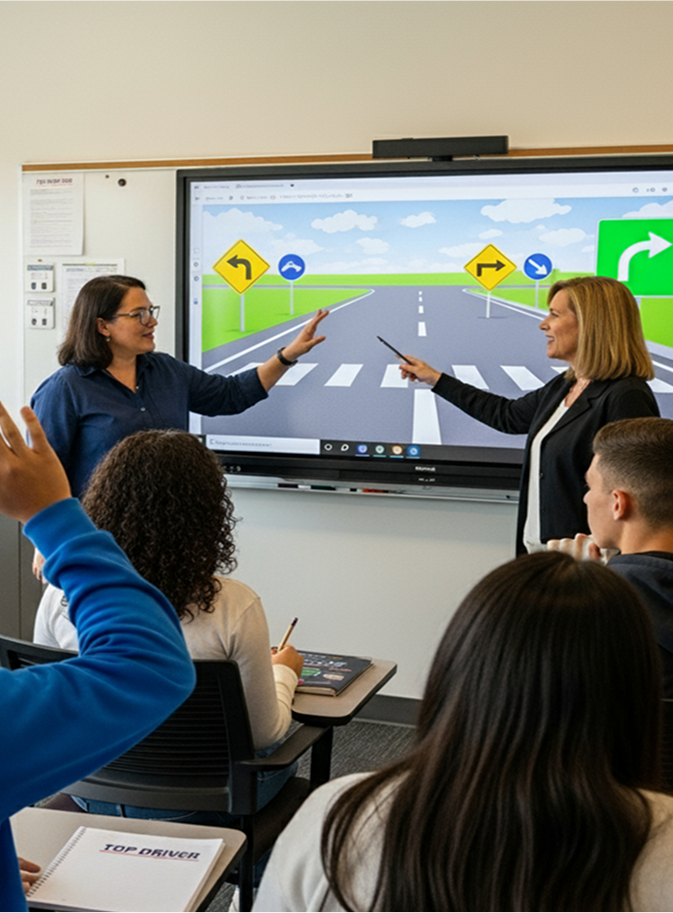 Adult student taking Top Driver's online class